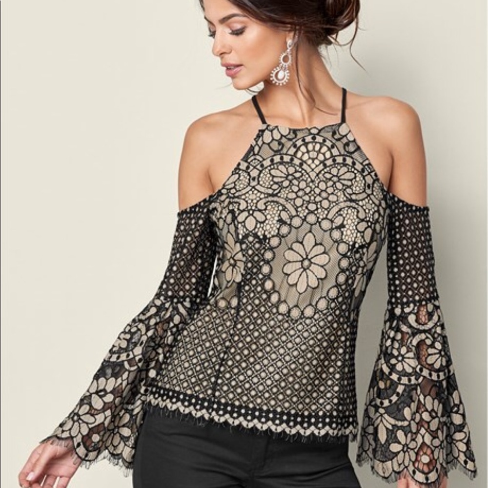 Lace Bell Sleeve Top by Venus